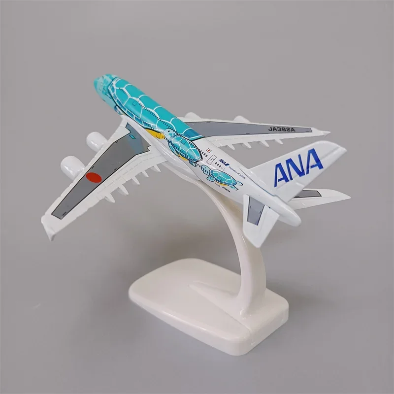 16cm Air Japan ANA Airlines Green Cartoon Sea Turtle Airbus 380 A380 Airways lega di metallo Diecast modello di aereo aereo aereo