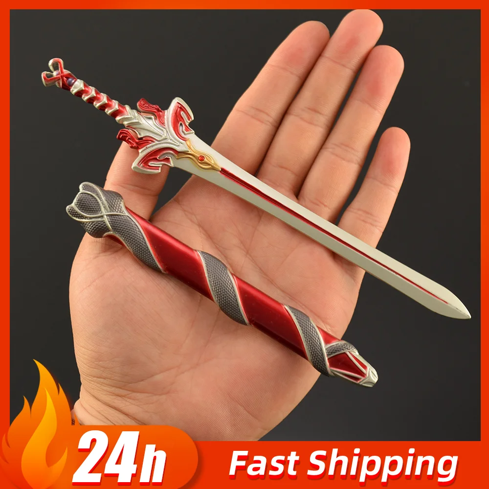 22cm7.1in จีนทีวีที่มีชื่อเสียง Crimson Cloud ดาบพวงกุญแจโลหะอาวุธรุ่น Katana อุปกรณ์เสริม Retro Replica ของเล่นของขวัญ