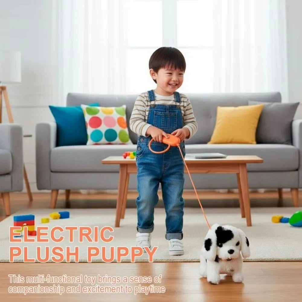 Tail Wagging Electric Plush Dog Nodding Head Leash Included Walking Barking Dog Plush Material Sound Function