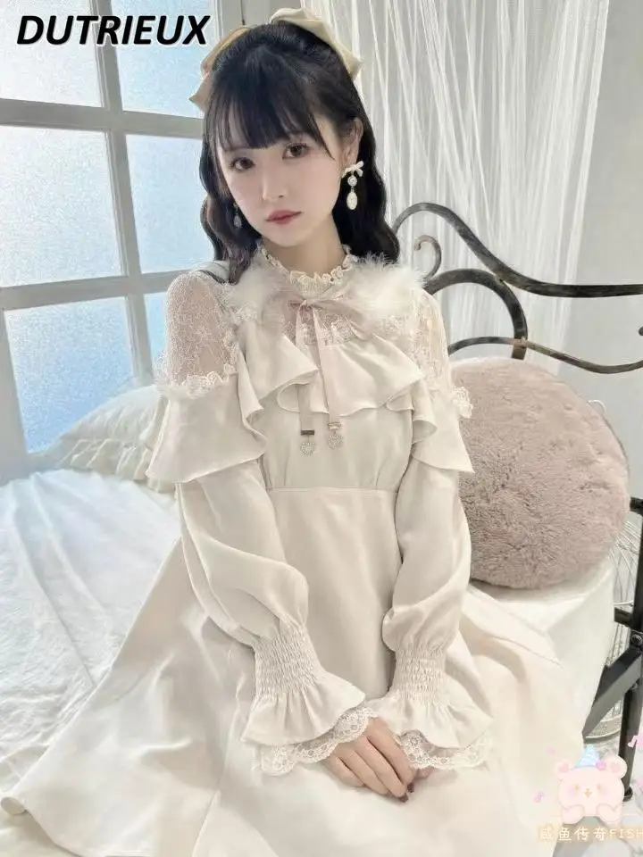 

Autumn and Winter New Ladies Long Sleeve Dress Mine Series Mass Production Lolita Japanese Style Casual Dresses for Women