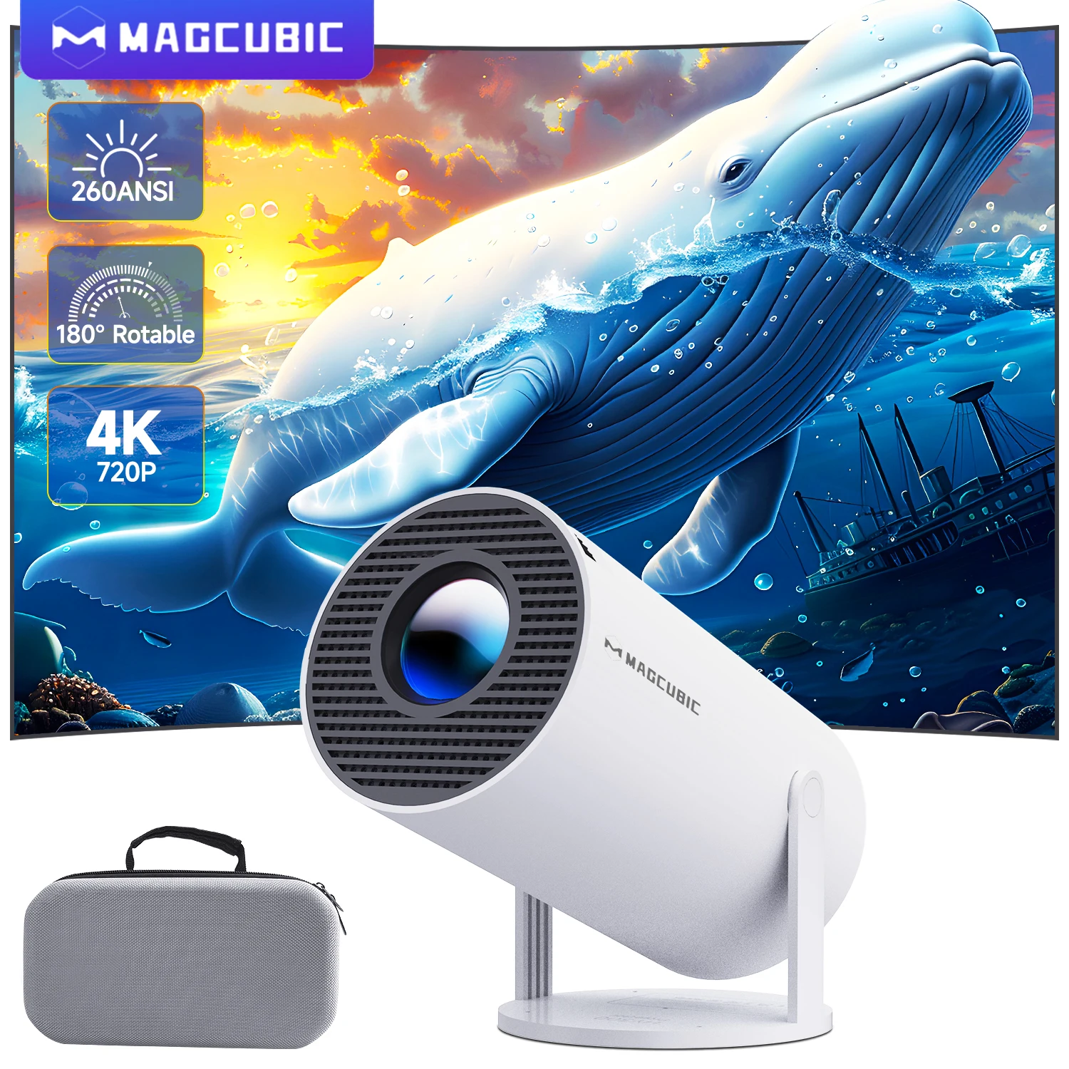 Magcubic HY300 Pro Projector 4K Android 11 1280*720P Dual Wifi 260ANSI BT5.0 Dual Wifi6 LED Video Home Theater Cinema Portable