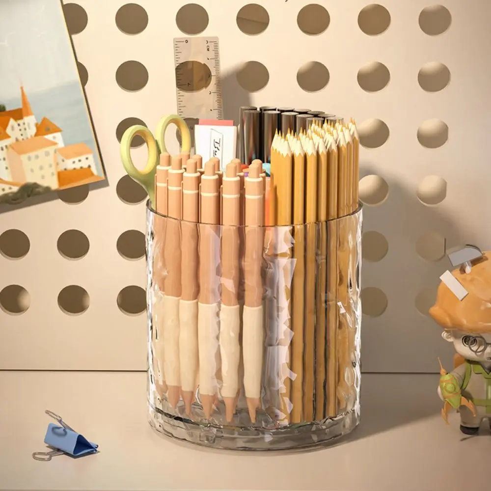 Portalápices de plástico, cilindro giratorio creativo para brochas de maquillaje, gran capacidad, caja de almacenamiento de cosméticos multifunción para dormitorio