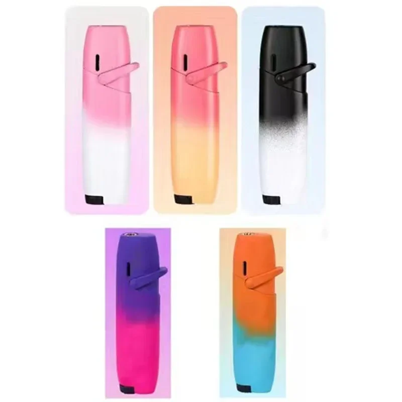 Premium Rocker Gradual Lnflatable Lighter Creative Outdoor Windproof Pink Flame Jet Butane Gas Lighter Gift for Men and Women