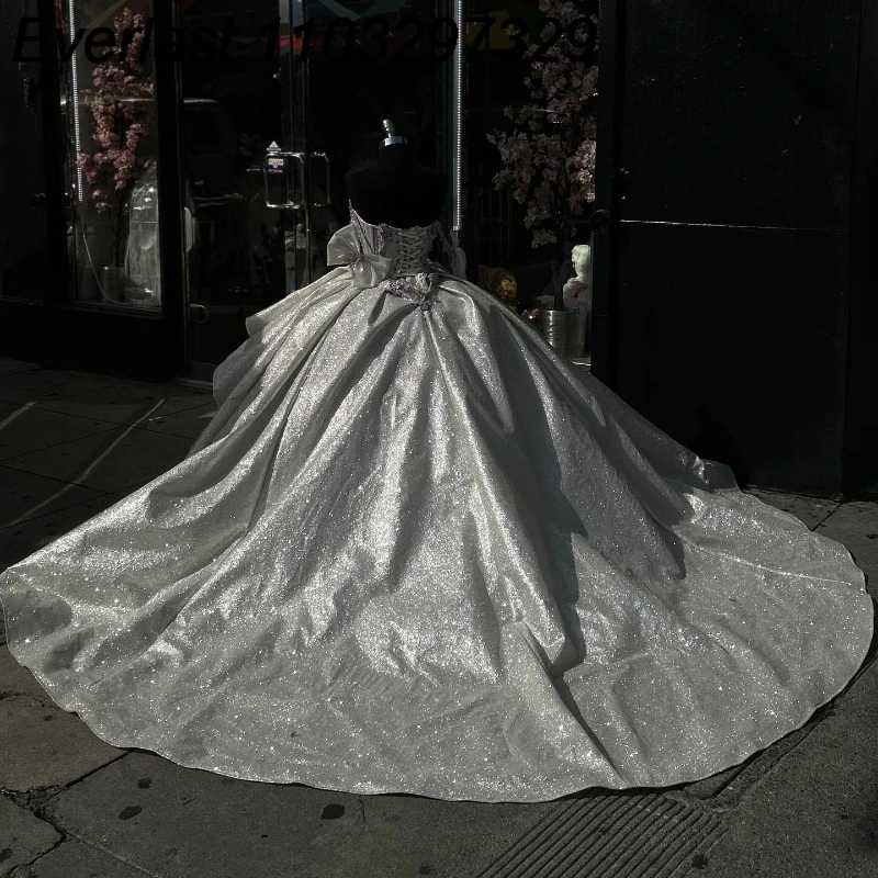 EVLAST-Robe de Rhen dentelle brillante CAN ac, robe de Quinceanera µ, appliques de perles, volants à plusieurs niveaux, Sweet 16, robe éducative de 15 ans, TQDOil