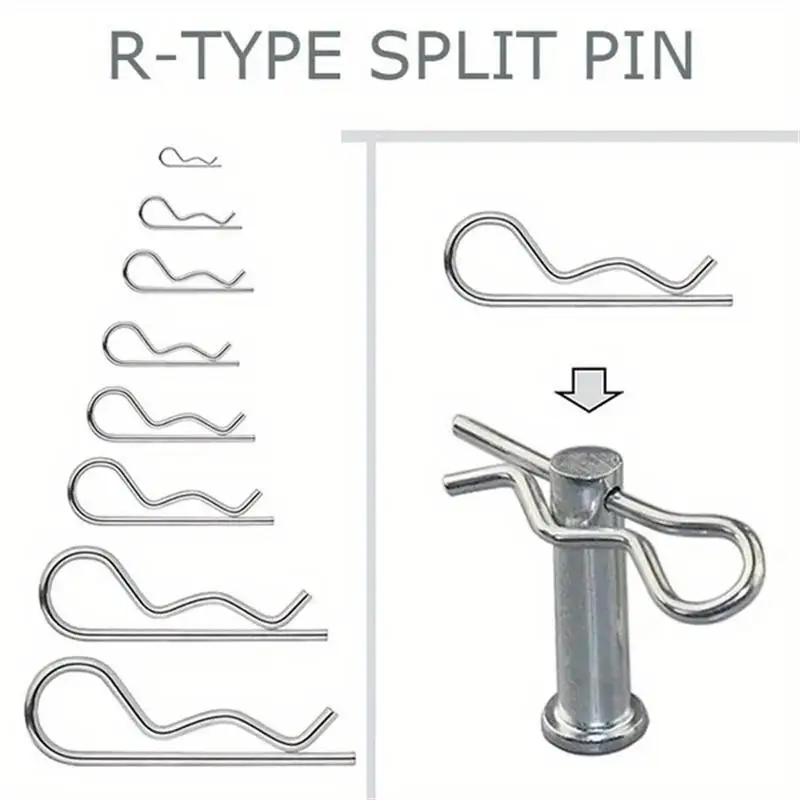 1Set R Type Cotter Pins Carbon Steel Wave Split Pin Locking Latch Tractor Clip Mechanical Hitch Fastener Metal Pins