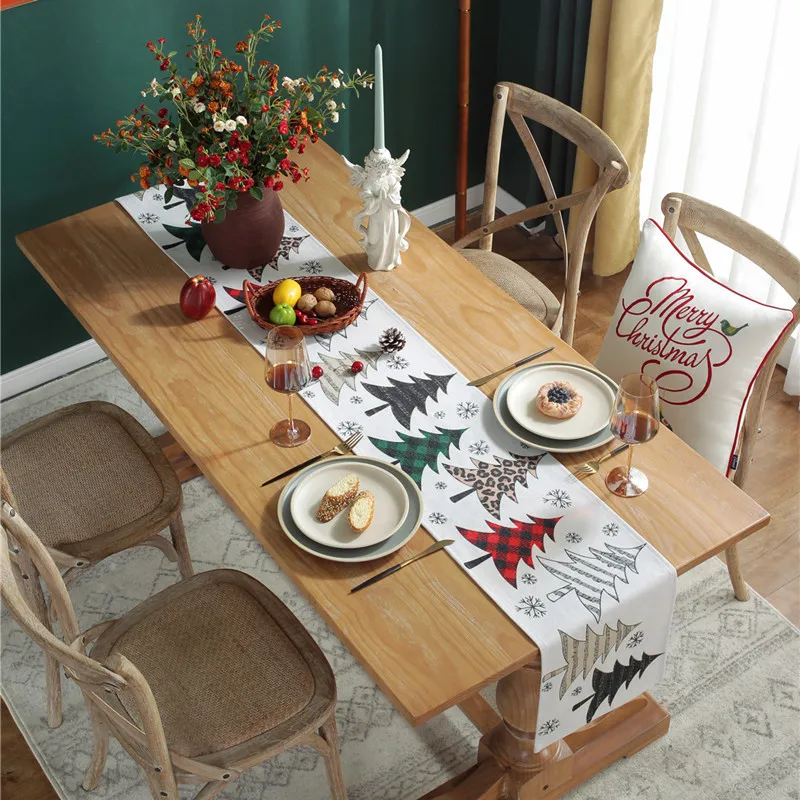 Modern minimalist thickened polyester cotton digital printing New Year's red Christmas table flag, bed tail flag, meal mat, tabl