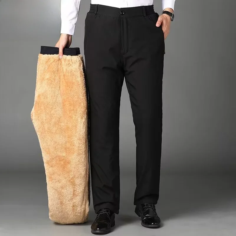 

Thiened Fce Lined Casual Pants for Middle-Aged And ly Men Winter Outerwear Dad Cotton Trousers Loose High Waist Lar...