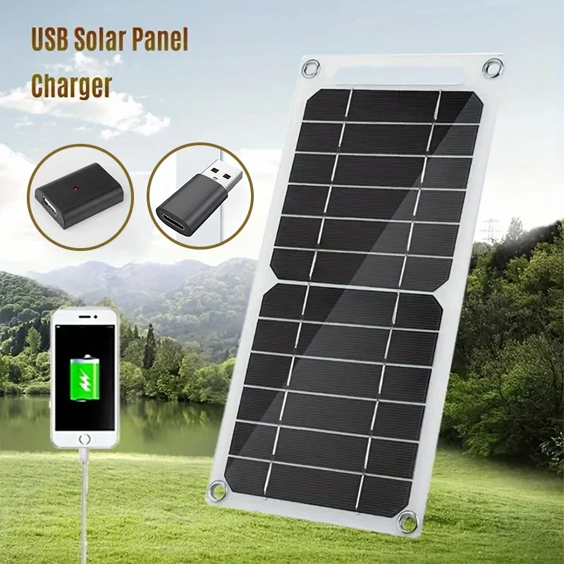 10W Solar Panel With USB Waterproof Outdoor Hiking And Camping Portable Battery Mobile Phone Charging Bank Charging Panel 6.8V