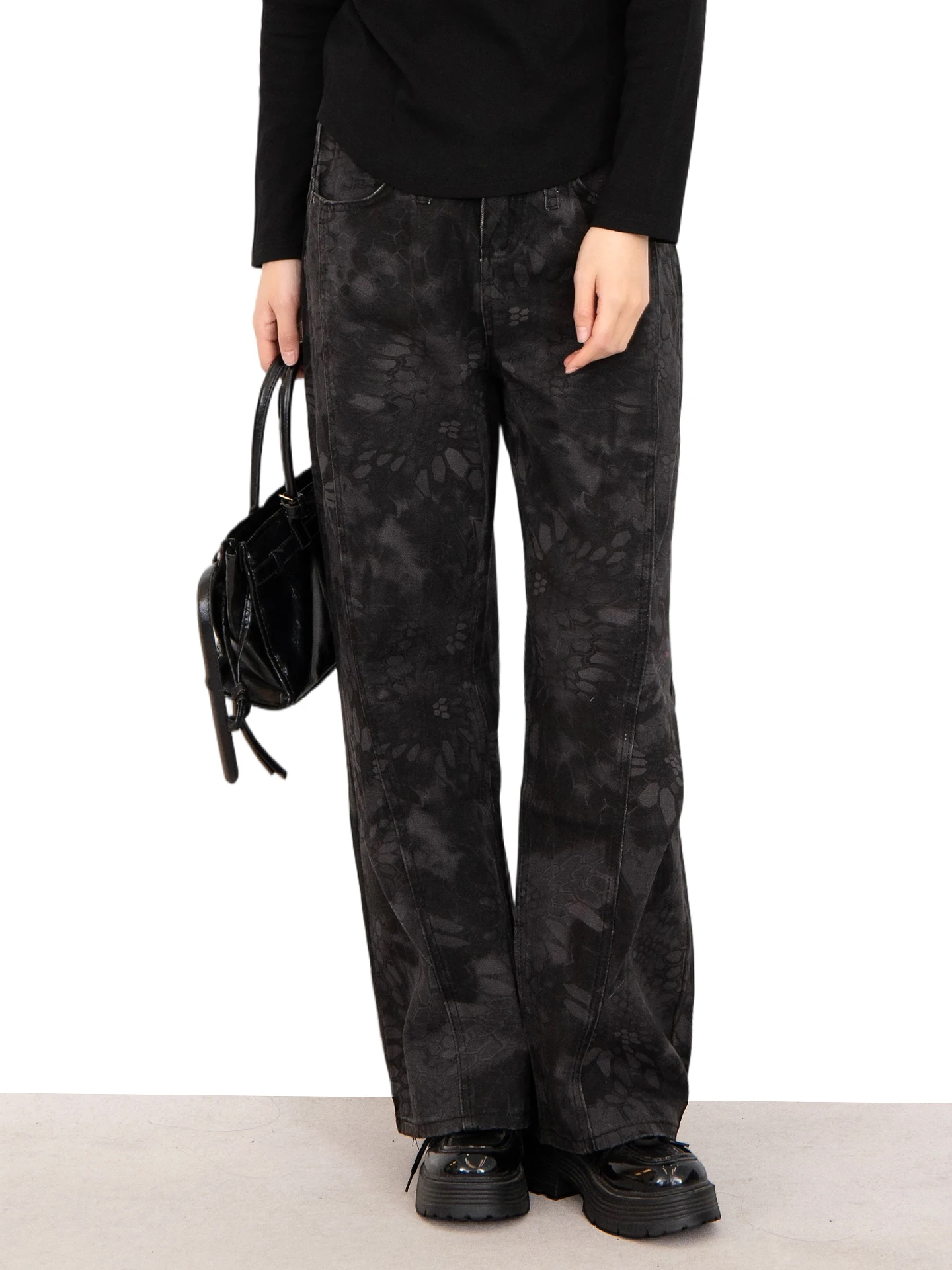 

Свободные американские рабочие брюки в стиле ретро с высокой талией, прямые джинсовые штаны больших размеров для весны, лета, осени и зимы