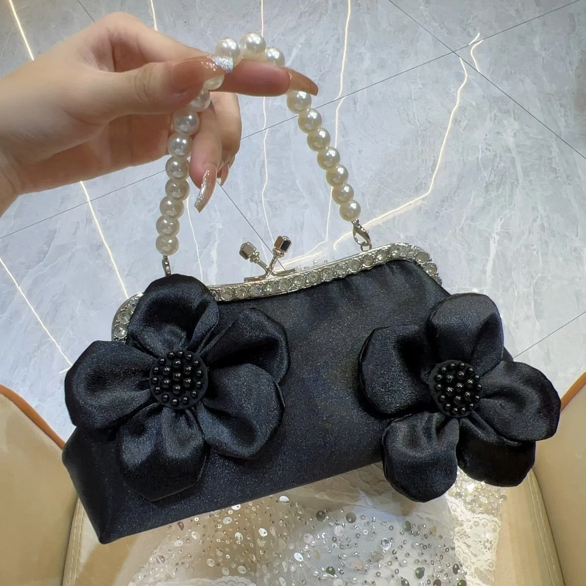 Fashionable High-End Feel Handbag Single Shoulder Slant Cross Evening Banquet Bag Wedding Maid Of Honor Chinese Dress Matching