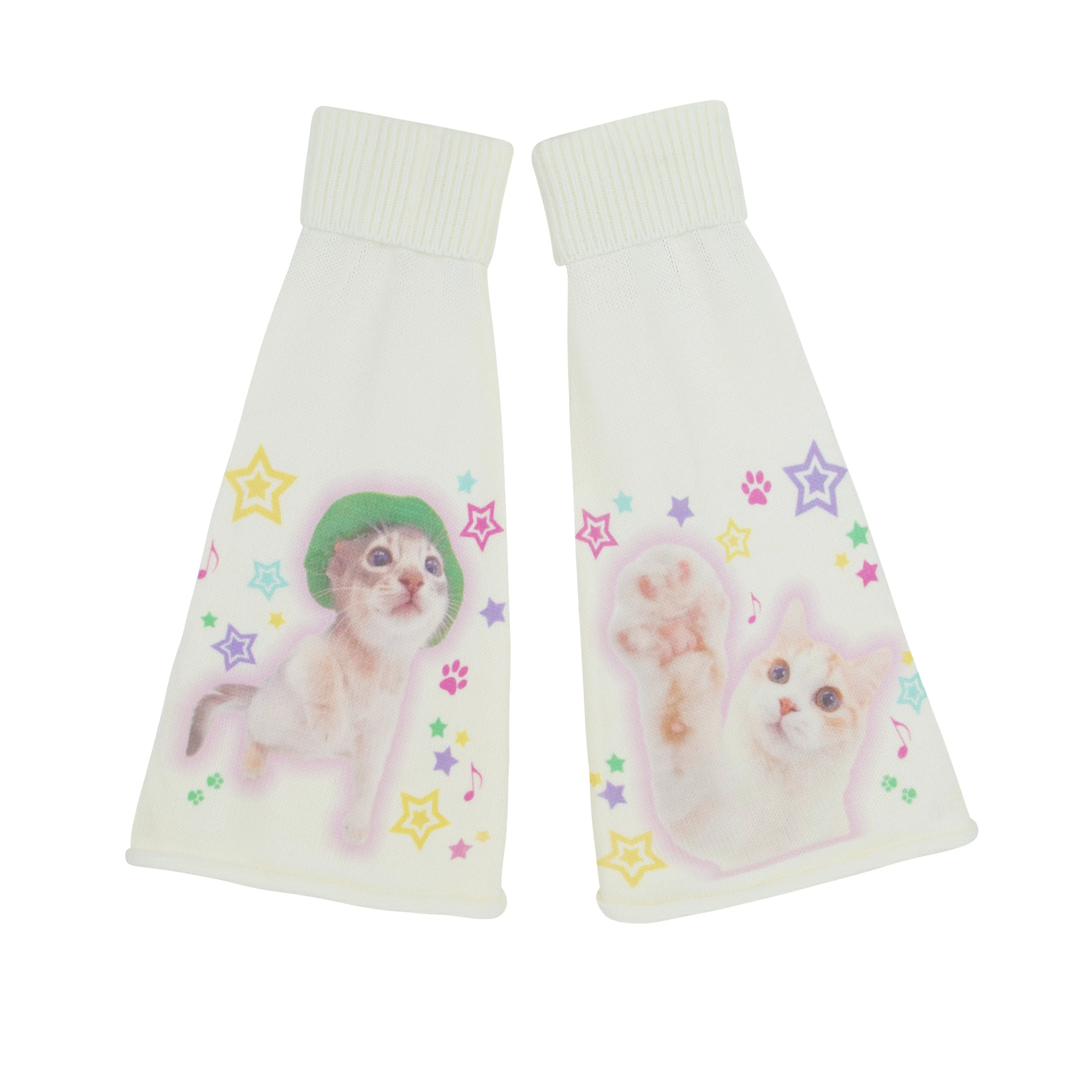 Y2k Cute Happy Kitten Millenia Hottie Foot Cover Women Leg Sleeves Cat Girls Knee Sleeve