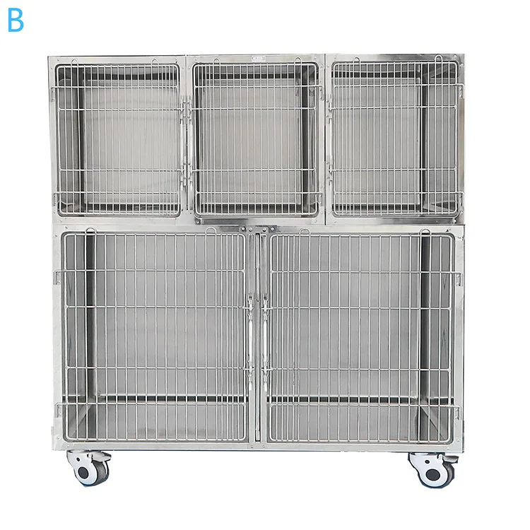 5 Doors Combined Type  Stainless Steel Animal Cages Pet Display Cage for Veterinary  Clinic Animal Hospital Dog Cat Cage B-style
