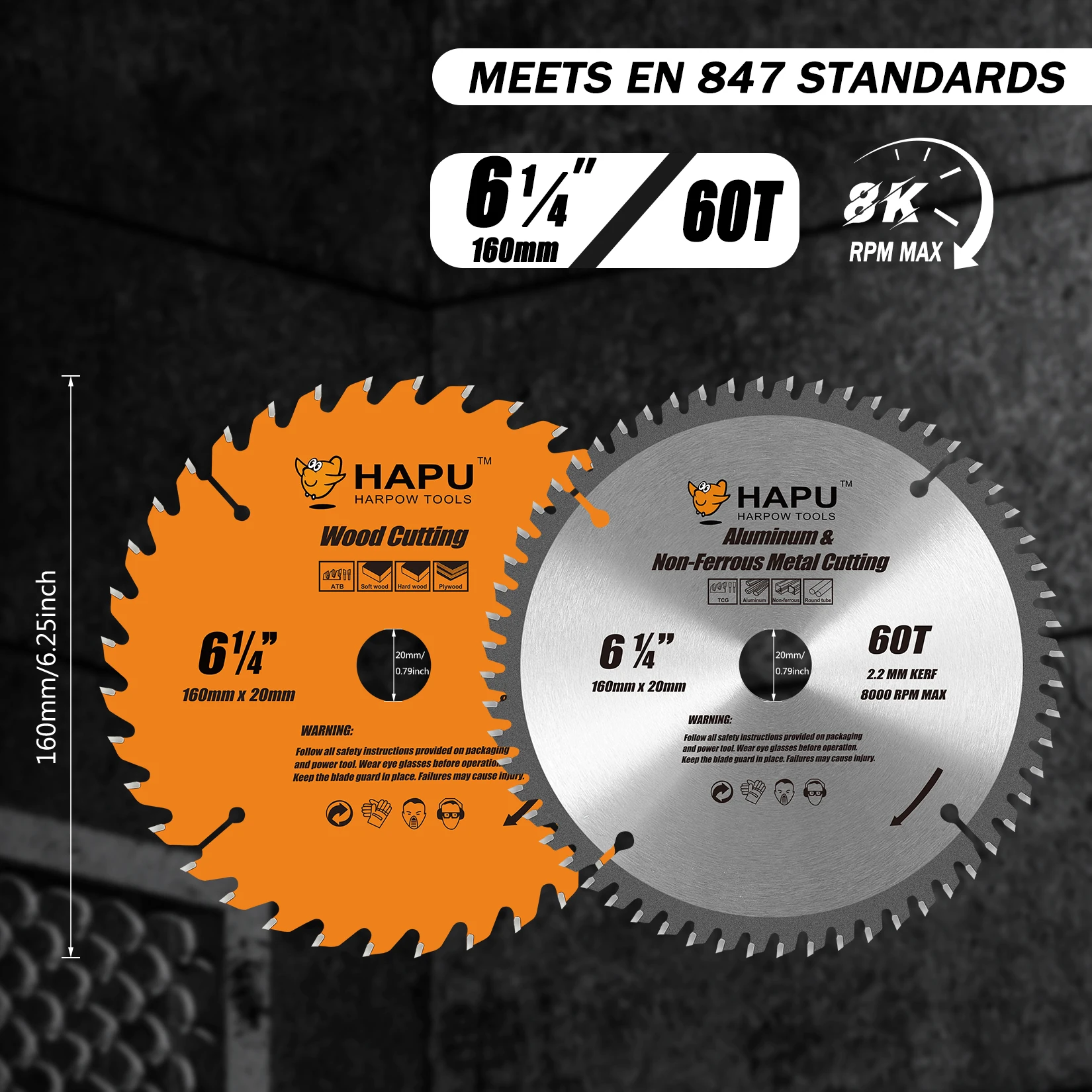 HAPU 2PCS Circular Saw Blade Set 6 1/4