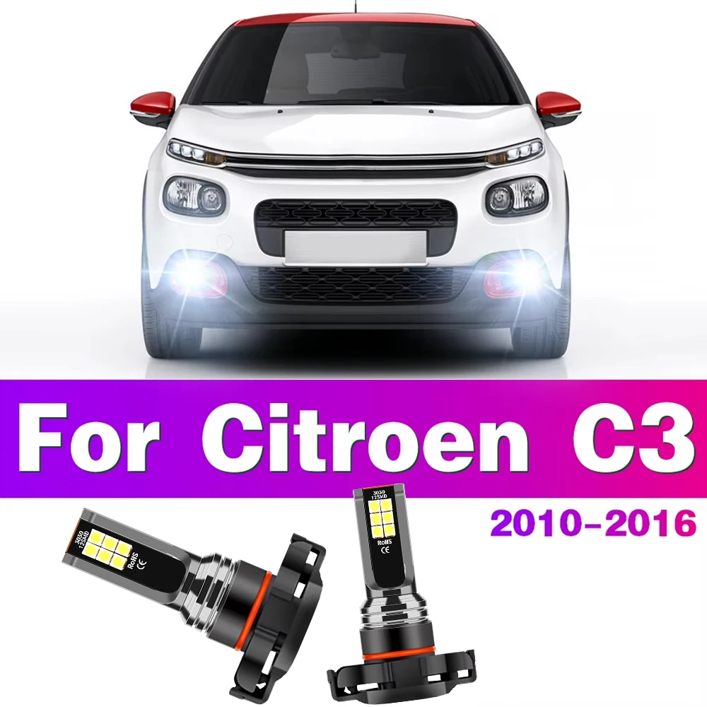 2PCS LED Car Front Fog Light 6000K Lamps 5202 5201 PS24W Bulbs For Citroen C3 2010 2011 2012 2013 2014 2015 2016 Auto Accessory