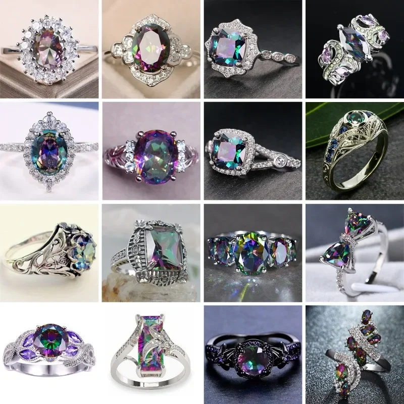 Fashion Color Stone Light Refraction Ring Women 2023 New Creative Engagement Wedding Luxury Anniversary Jewelry Accessories