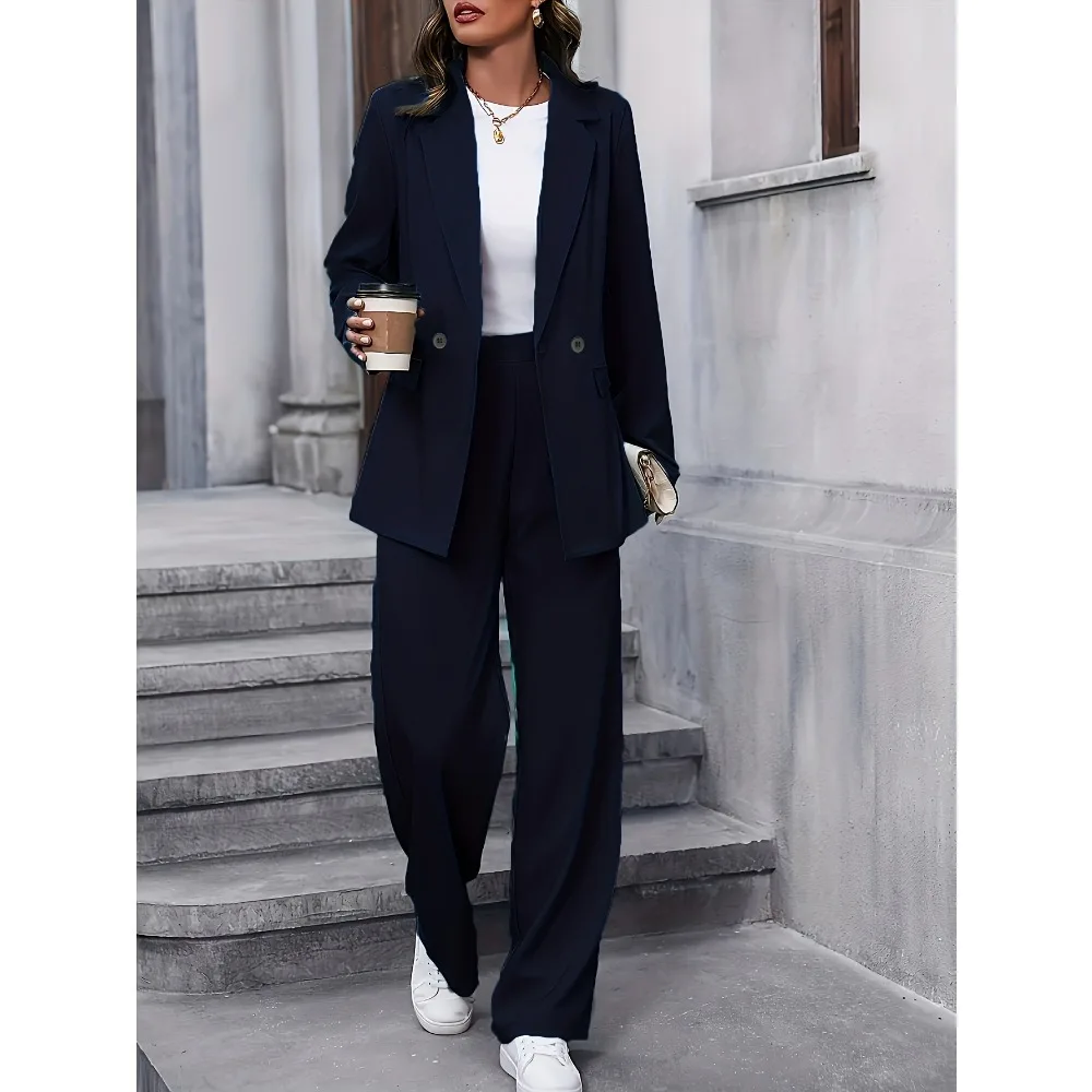 

Женский однотонный костюм с длинными рукавами и лацканами, элегантный комплект для поездок на работу, женская одежда 202, новая коллекция ropa mujer traf