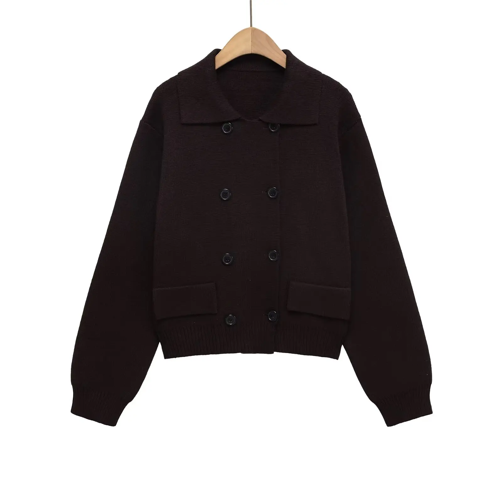 

2025 WOMAN Autumn New Fashion Solid Color Knitted Cardigan Chic Lapel Joker Loose Long Sleeve Sweater Outerwear Mujer