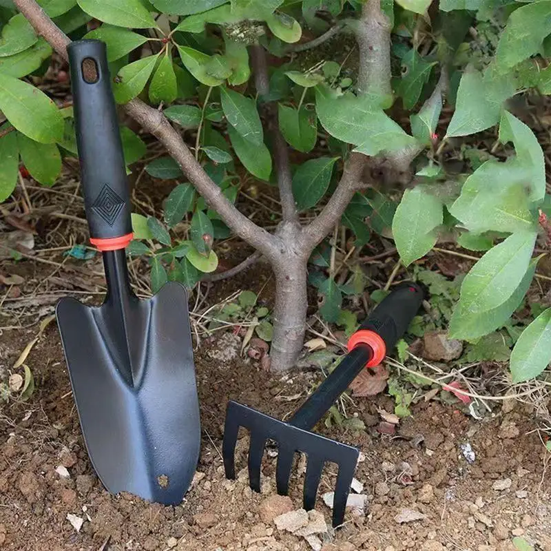Conjunto de ferramentas de jardim pá resistente ancinho enxada ferramentas de aço inoxidável ergonômico suprimentos de jardinagem multi-funcional à prova de ferrugem