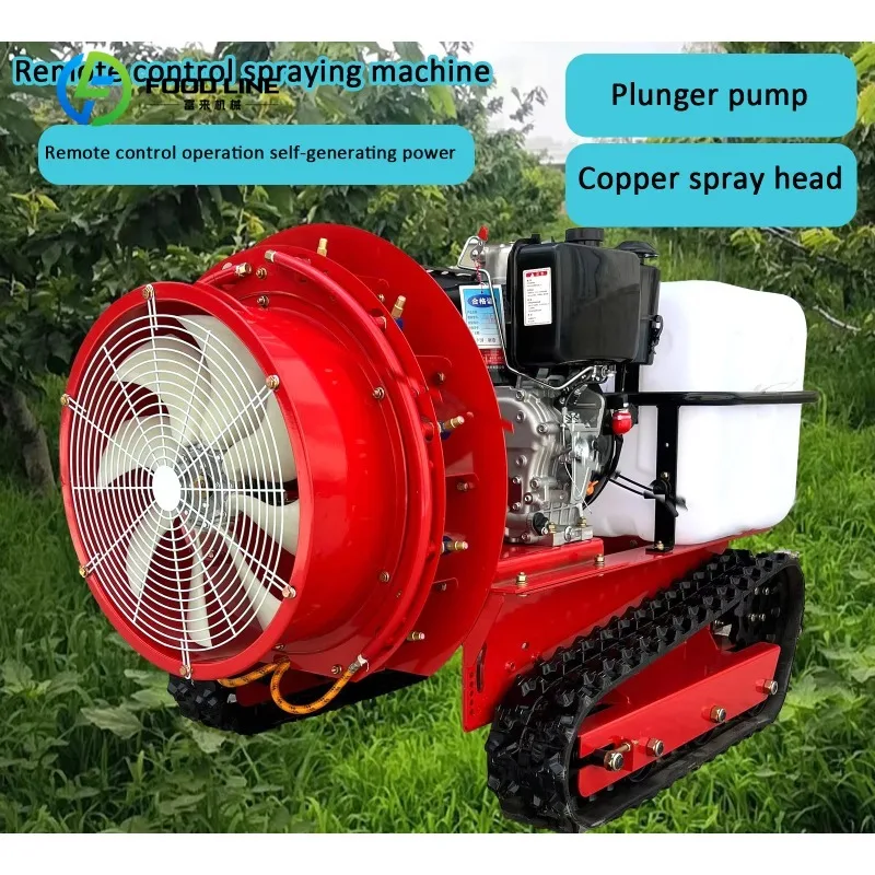 Customized Farmland Orchard Remote Control Crawler Robot Agricultural Motorized Crawler Sprayer Air Mist Blower Farm Sprayer