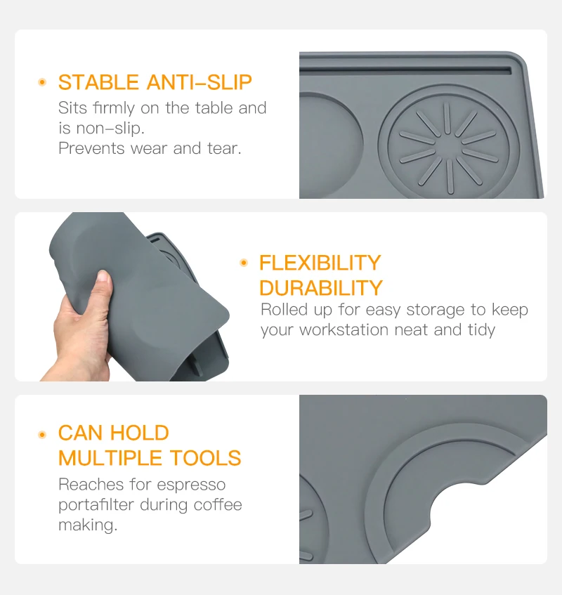 Kaffee Tamper Matte Verteiler Station Siebträger Silikon Pad Espresso Maker Bar Zubehör Coffeeware Ecke Barista Werkzeuge – Detail 3