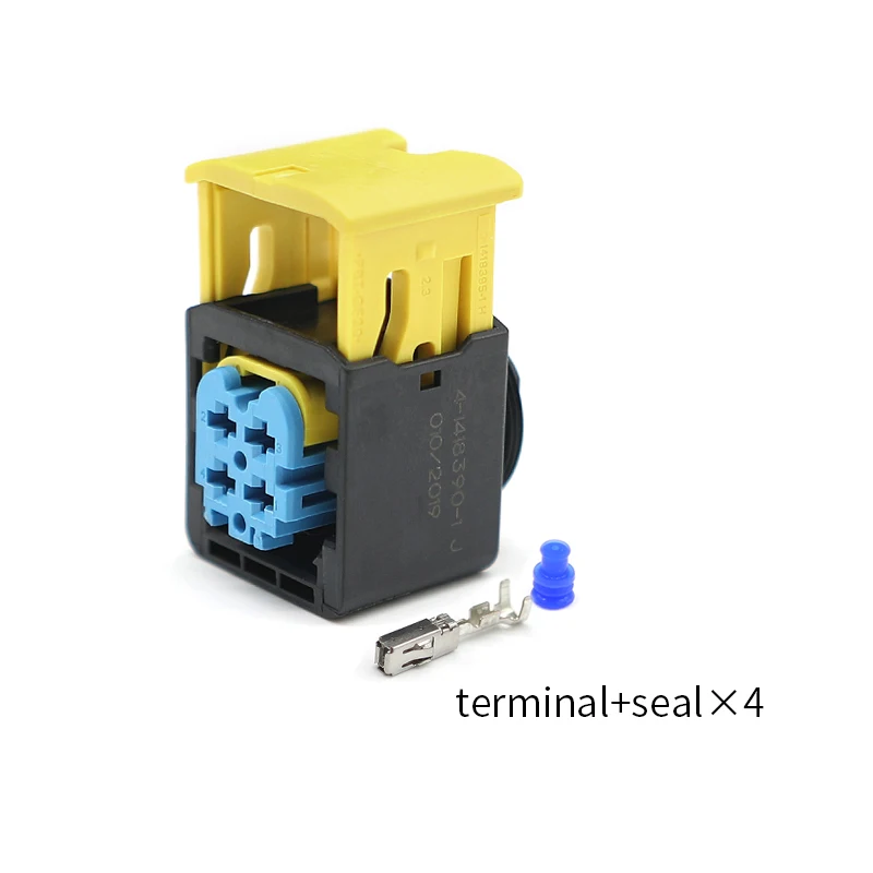 4-1418390-1 TE type automotive connector, sealed wiring harness plug, blue 4-pin new energy waterproof connector