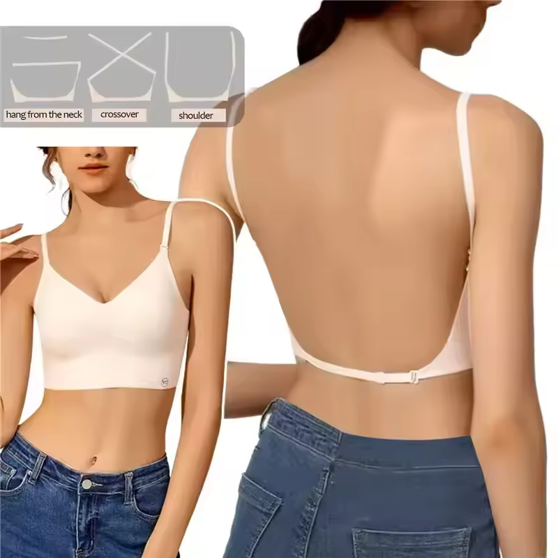 Women Invisible Bra Deep U Plunge Bras Backless Top for Dresses Sexy Lingerie with Transparent Strap Push Up Strapless Underwear - Image 9