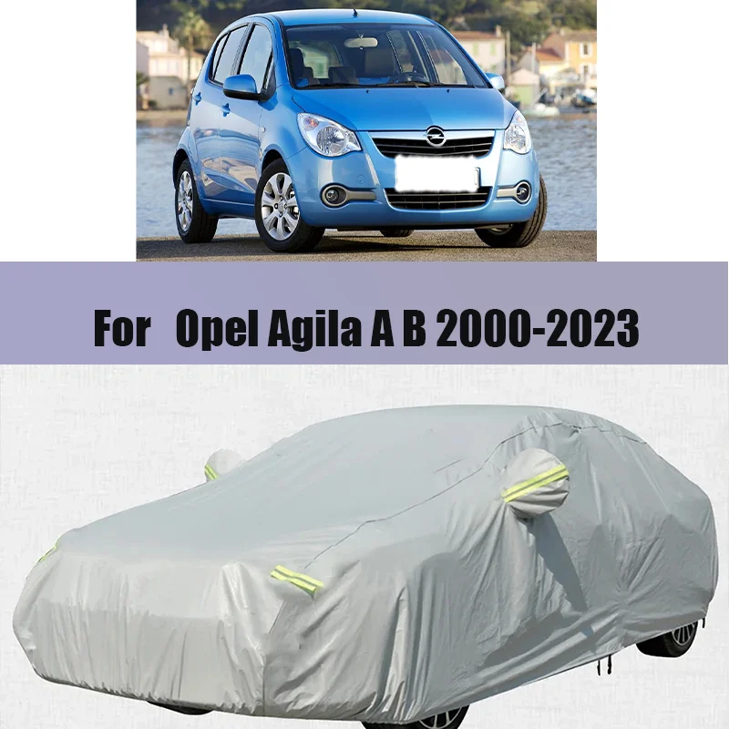 

Full Black Car Cover For Opel Agila A B 2000-2023 Waterproof Sun Shade Rain Snow Wind Protection Auto Cover Car Accessories