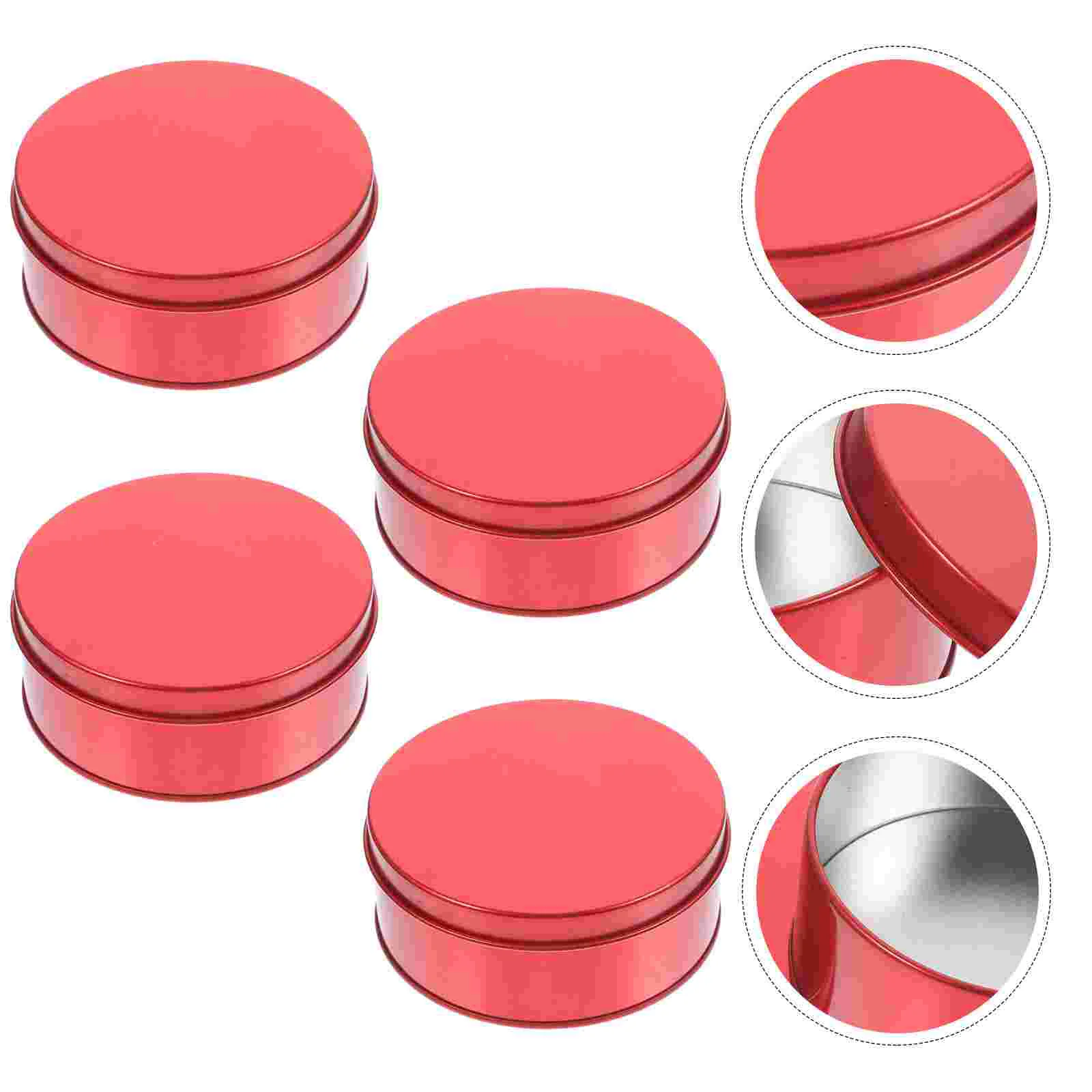 

4 Pcs Cookie Boxes Biscuit Candy Small Bulk Gift for Cookies Tins Red Metal Large with Lids