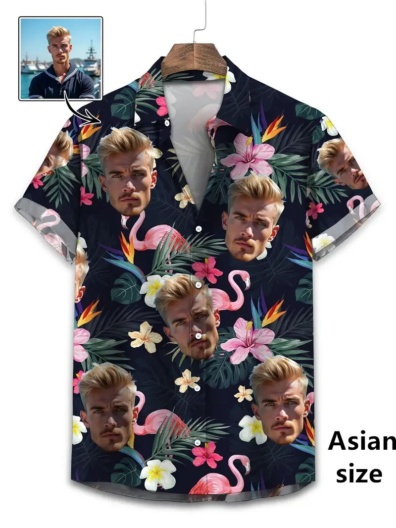 Custom Pattern Hawaiian Shirts Men Clothes 2025 New 3D Print  Unisex Lapel Button Blouse Personalized Design Short Sleeve Tops