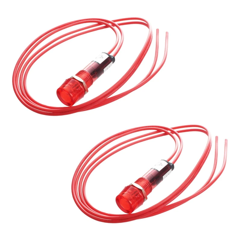 ABPQ-2X Neon Indicator Pilot Signal Lamp Red Light AC 250V W2 Wires