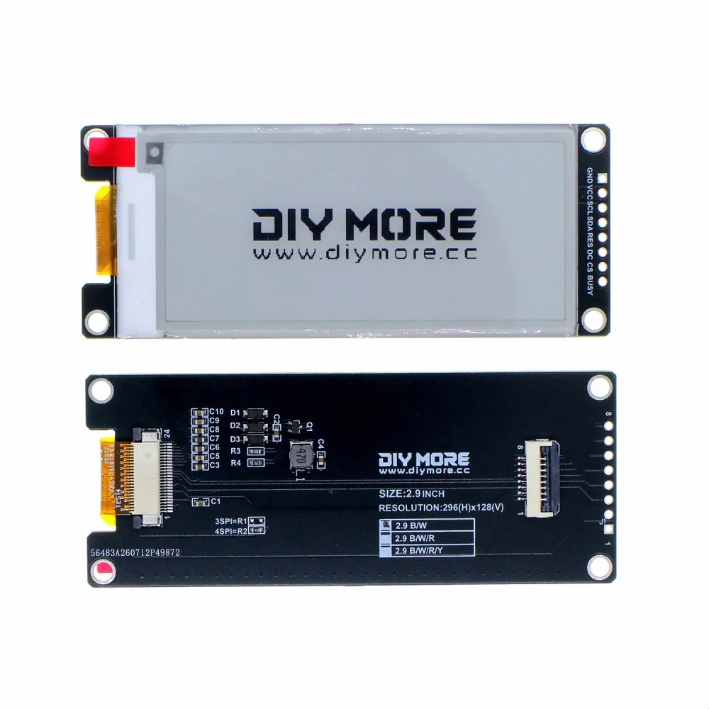 2.9Inch E Paper E Ink Display Module SSD1680Z Driver 128*296 Resolution SPI Interface Ultra Low Power for Electronic Shelf Label