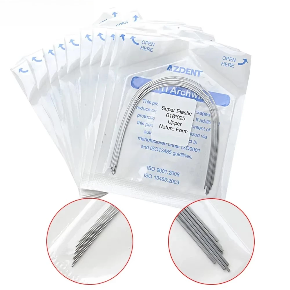 AZDENT 100pcs=10 Packs Dental Orthodontic Super Elastic NITI Archwires Natural Form Round / Rectangular Arches Wire Teeth Brace