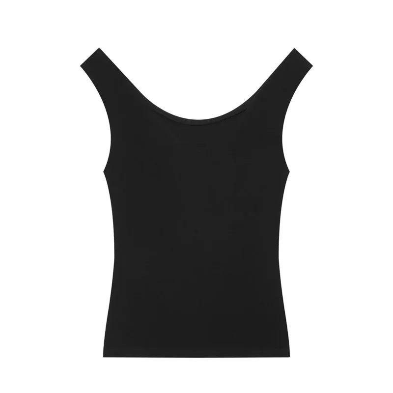 Maxdutti Minimalist Women's Clothing 2026 Summer Sleeveless V-neck Multi-color Selection Slim Fit Off Shoulder T-shirt Woman Top