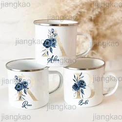 Canecas de café personalizadas, copo esmaltado com nome inicial, aniversário, dia das mães, casamento, noivado, presente para sua caneca da dama de honra