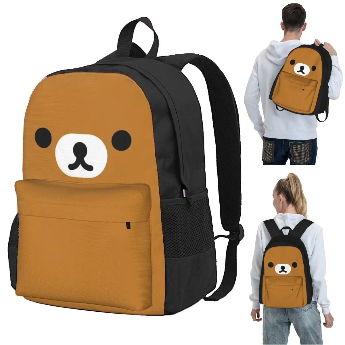 

Rilakkuma Relax Bear Big Face Backpack Student BookBag Kids School Bag Computer Shoulder Bags for Boys Girls
