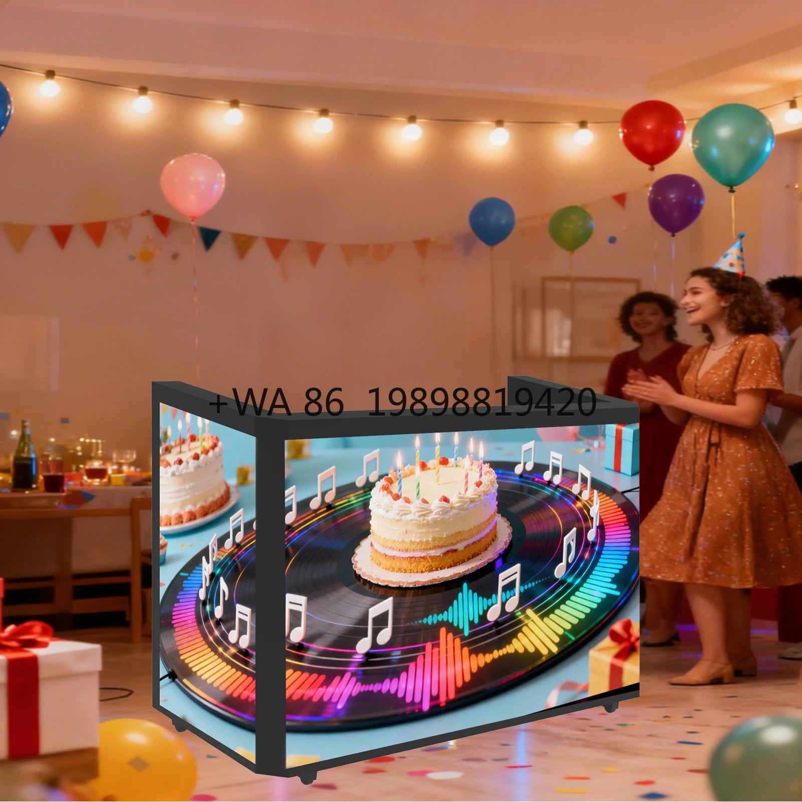 DJ Event Wedding Club Party and Wedding High Brightness 6FT LED Video Wall DJ Booth - Portable Standing Type for