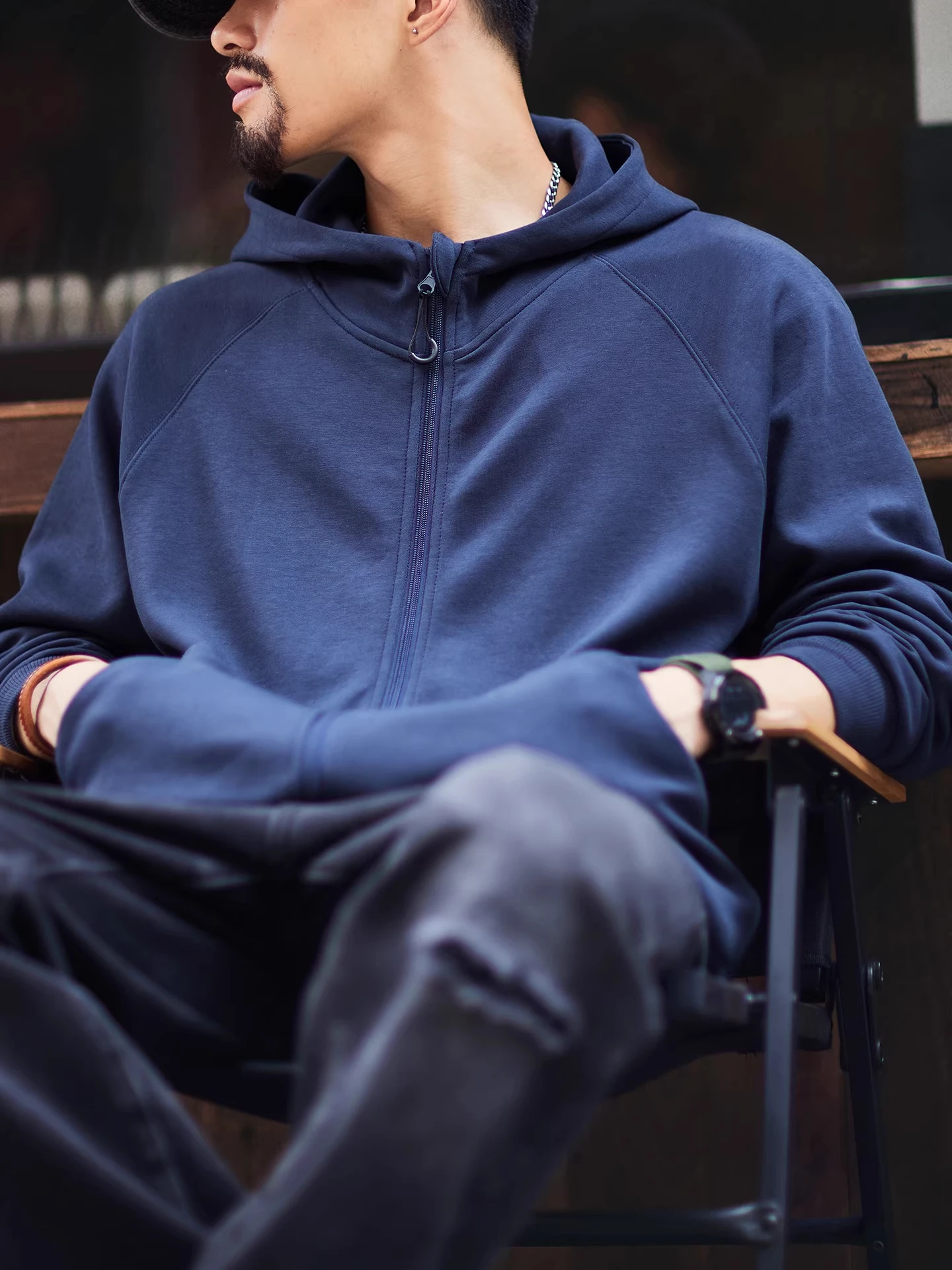 

Мужская толстовка свободного кроя с капюшоном на молнии, больших размеров, королевский синий цвет, с вставками на плечах, кардиган, весенне-осенняя повседневная верхняя одежда