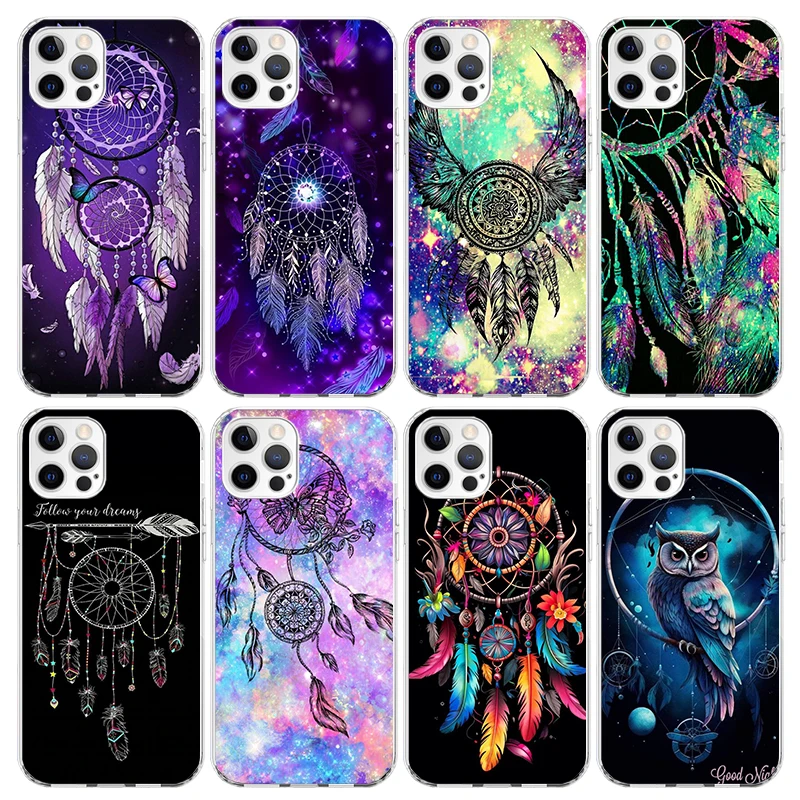 Retro Feather Dreamcatcher Phone Case For Apple iPhone 11 13 14 15 16 12 Pro Max SE X XR XS 7 8 Plus Pattern Soft TPU Back Cover