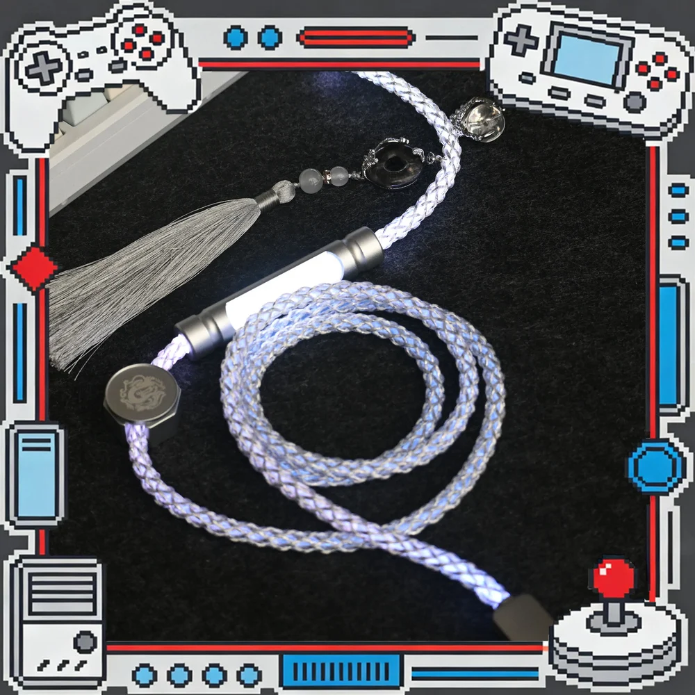 Tumbler Studio Silver Dragon V2 One-to-Two 8K Full Lighting Single Crystal Copper Custom Mechanical Keyboard Aviator Cable