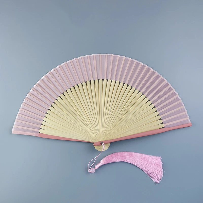 Pure White Noodles Silk Cloth Durable and Good Opening Folding Fan Summer Refreshing Bamboo Fan Chinese Fan Wedding Hand Fan