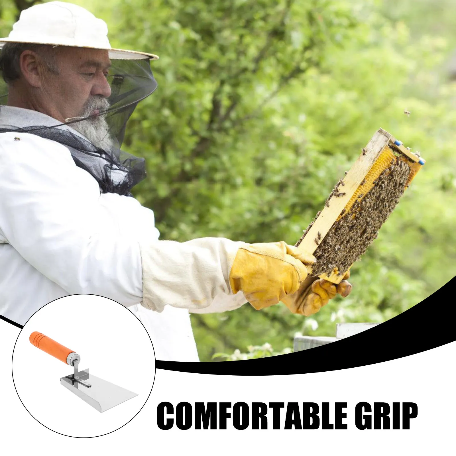 1Pcs Beehive Frame Scraper Stainless Steel Blade Wood Handle Hive Cleaning Tool for Scraping Wax Propolis Beekeeping Equipment