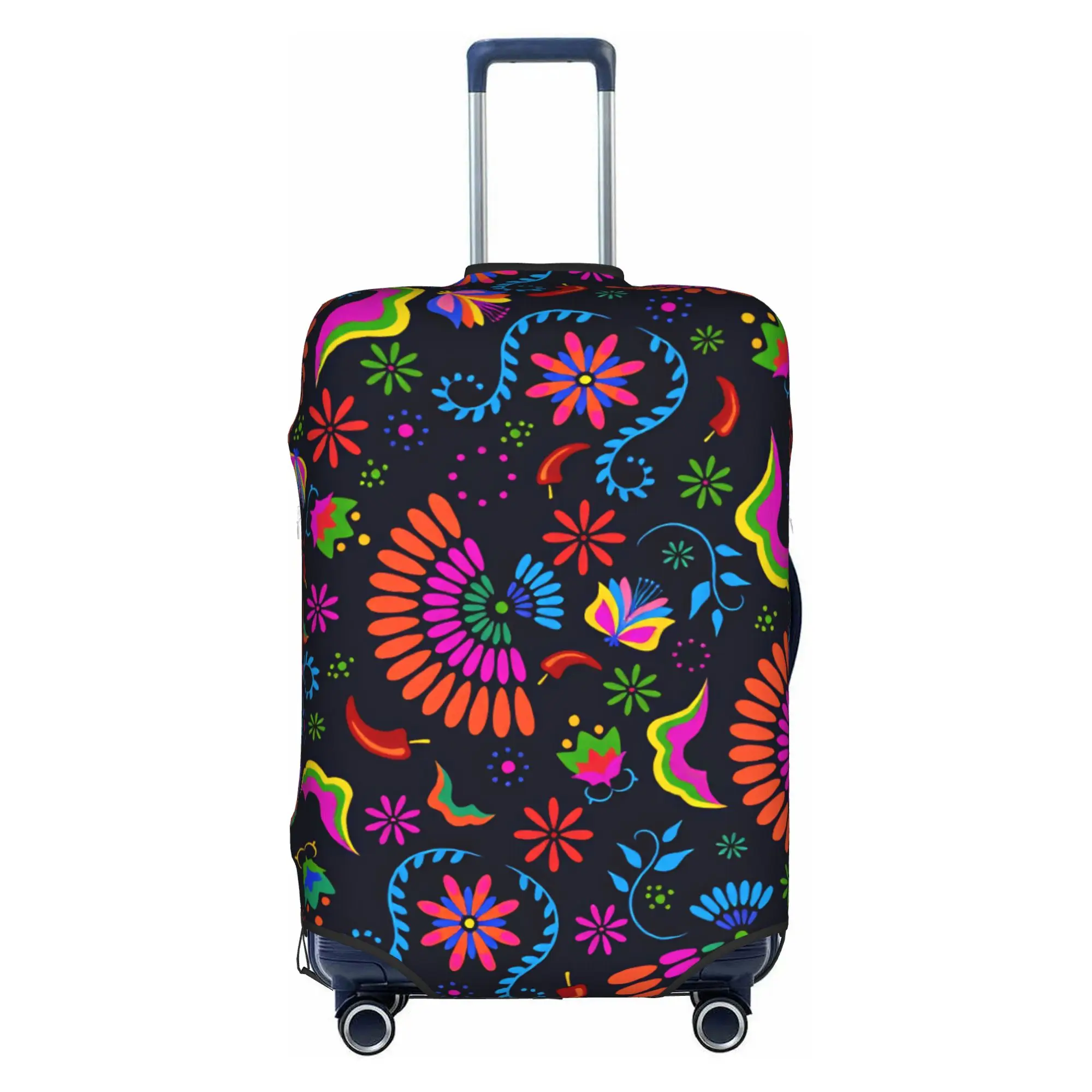 Mexican Flowers Latin Culture Style Colorful Luggage Cover Elastic  Travel Suitcase Protective Covers Suit For 18-32 inch