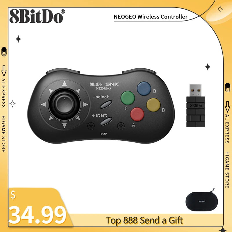 

8BitDo NEOGEO Wireless Controller Support For Windows 10/11/Android/NEOGEO mini Gamepad With 2.4G Adapter and USB-C Cable