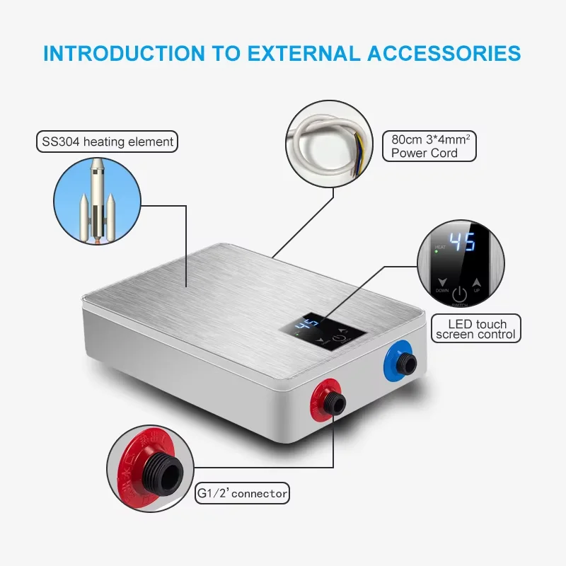 High Quality 5.5kw 120v Shower Electric Water Heater Instant Hot Water Heater Factory  Hotel Apartment Instant Electric Heater