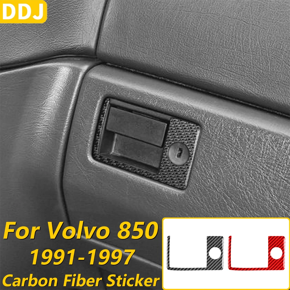 For Volvo 850 1991-1997 Carbon Fiber Co-pilot Glove Storage Box Keyhole Panel Cover Trim Car Accessories Decoration Sticker