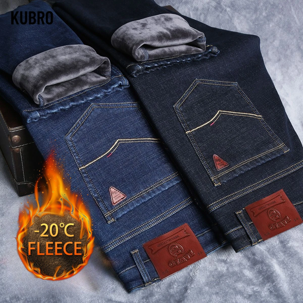 

Winter New Men's Warm Jeans Business Fashion Classic Style Black Blue Denim Straight Fleece Thick Pants Male Brand Trousers