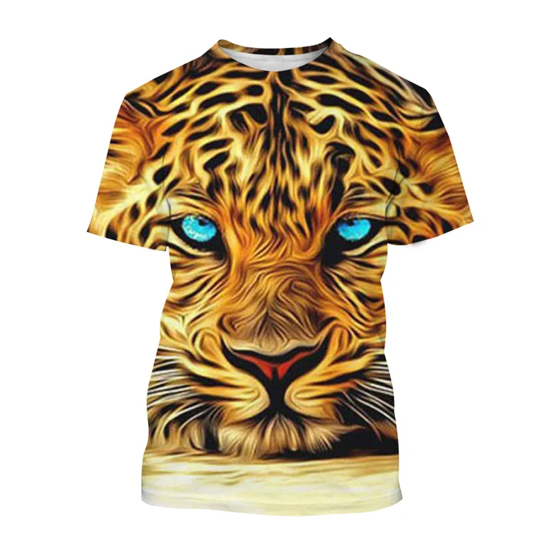 Animal Leopard 3D Print T-Shirts Men Women Casual Fashion Streetwear Oversized Short Sleeve T Shirt Kids Tees Tops Man Clothing