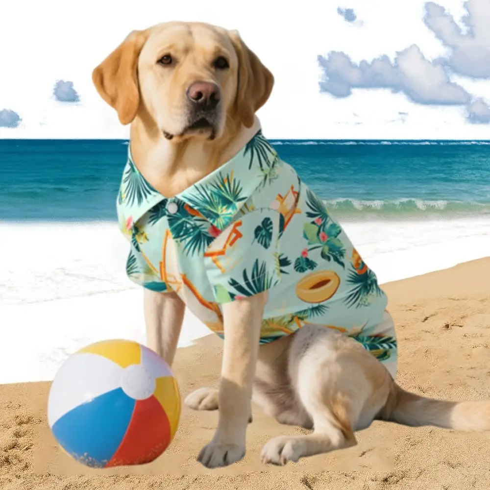 

Pet Dress Soft Pet Summer T-Shirt Breathable Cool Dog Hawaiian Style Clothes Fashion Lightweight Dog Vest Beach Travel