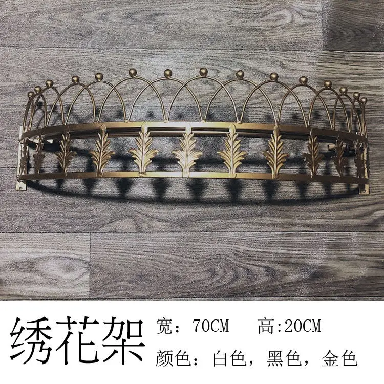 Korean European pastoral wrought iron princess girl crown bed mantle frame pink bed mantle mosquito net frame free hook