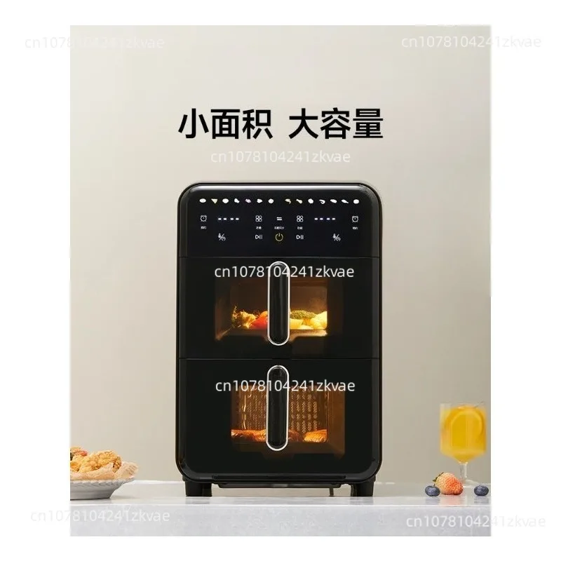 Double-Layer Air Fryer 14L Full-Metal Chamber Transparent Home Dual-Chamber Fryer Multi-Function Oven Z050